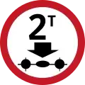 Walang pagpasok para sa mga sasakyang may gross axle load na higit sa 2 tonelada